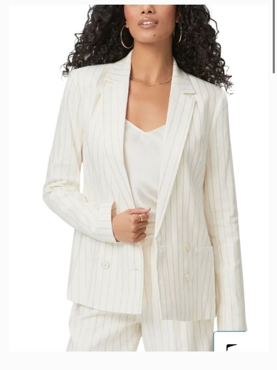 PAIGE Jackets & Blazers - Paige Rosette Stripe Double-breasted Linen Blend Blazer Afterglow Gold Size S